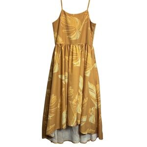 Joyfolie Mia Joy Maxi Dress Girl Sz 8 Mustard Yellow Tropical Floral Boho Summer